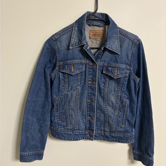 Levi’s Dark Wash Denim Jean Jacket Size Small Womens Trucker Button Staple - Picture 1 of 6